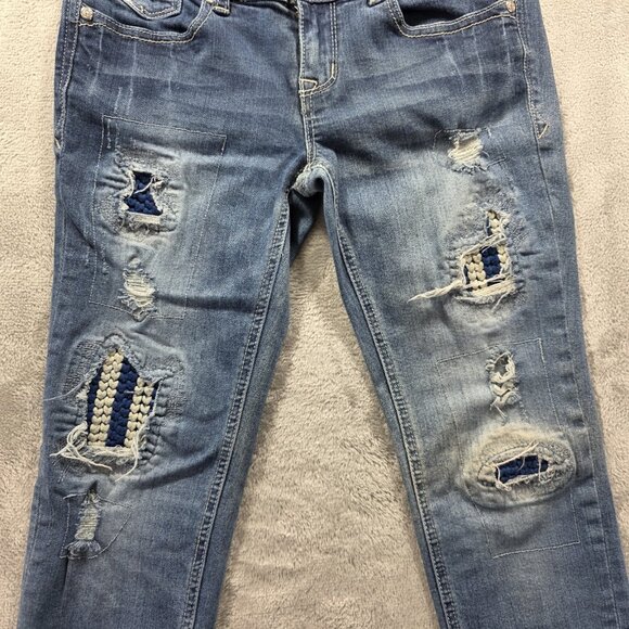 Grace in LA Jeans Women's 26 Blue Skinny Distressed Patched Distressed Hem - Picture 6 of 11